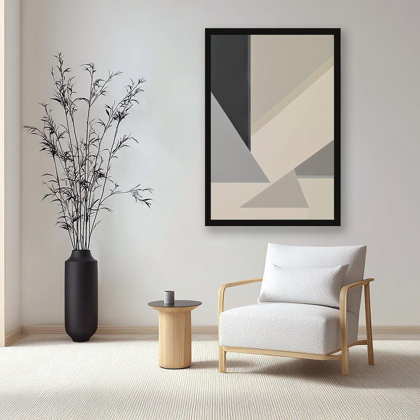 Mnyuein Neutrales abstraktes und minimalistisches Poster, 2 Leinwand-Poster, Schlafzimmer-Dekor, Sportlandschaft, Büro, Raumdekoration, Geschenk, schwarzer Rahmen, 40,6 x 61 cm (L x B)