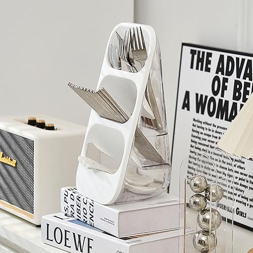 Miniatura 2 de Soporte para utensilios, estante de almacenamiento de cubiertos, organizador de inserción inclinable, estante de drenaje, soporte para palillos,