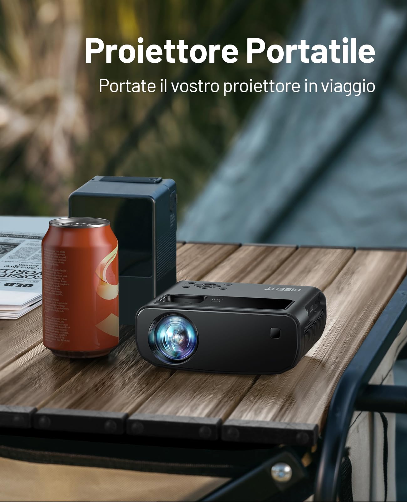 ELEPHAS 2023 - Mini proiettore WiFi aggiornato, 15000 Lux 1080P HD portatile, compatibile con iPhone/Android/Tablet/HDMI/TV Stick/USB (custodia e treppiede inclusi)