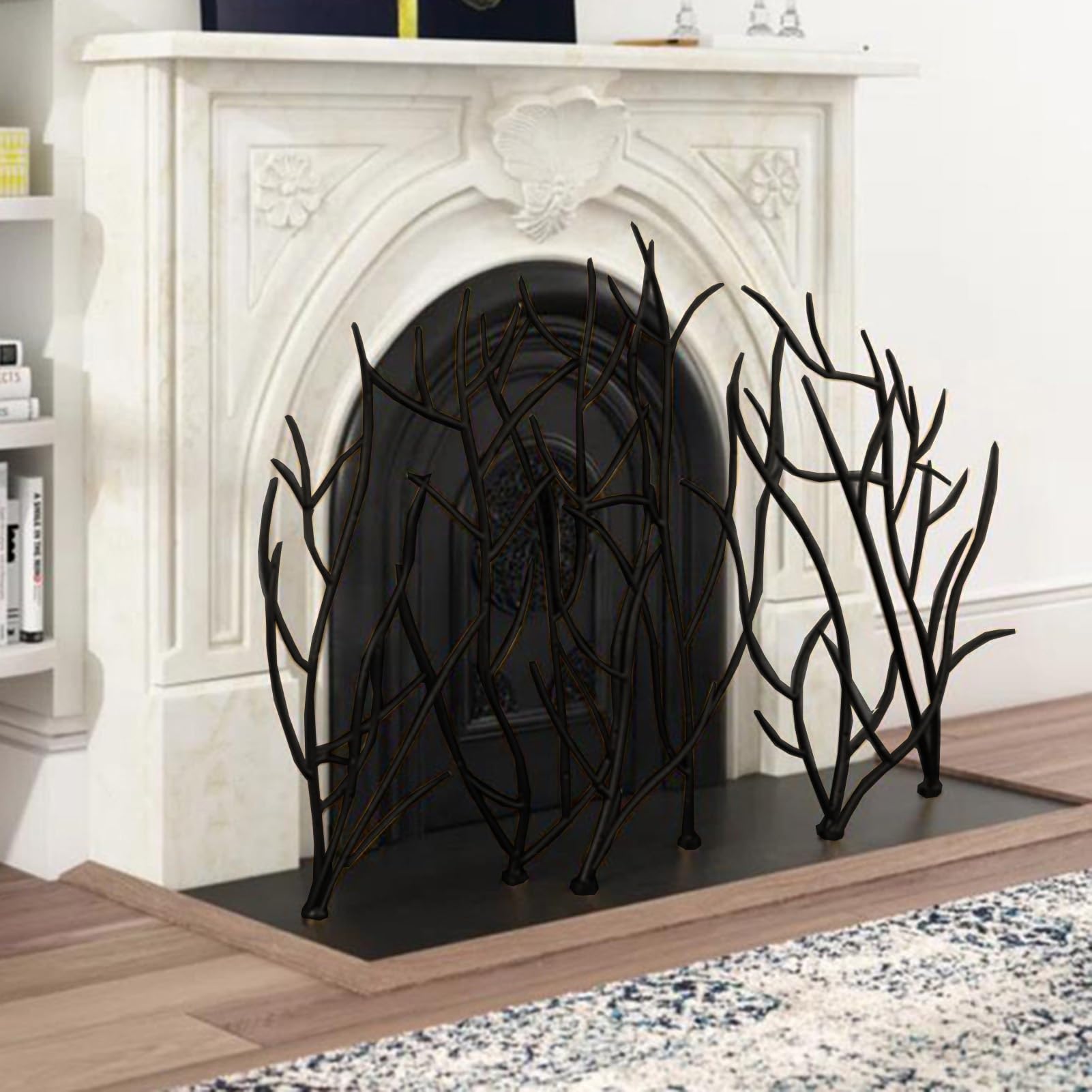 Pantalla para chimenea panel decorativo de metal protector antichispas