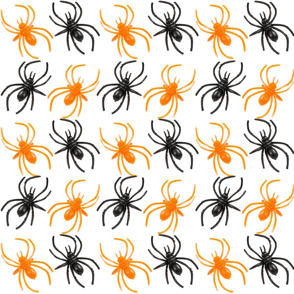 Creepy Crawly Spider Plastic Rings - 1" x .87" (Pack of 30) - Perfect for Halloween Party Favors, Trick-or-Treat Goodies, or Spooky Jewelry