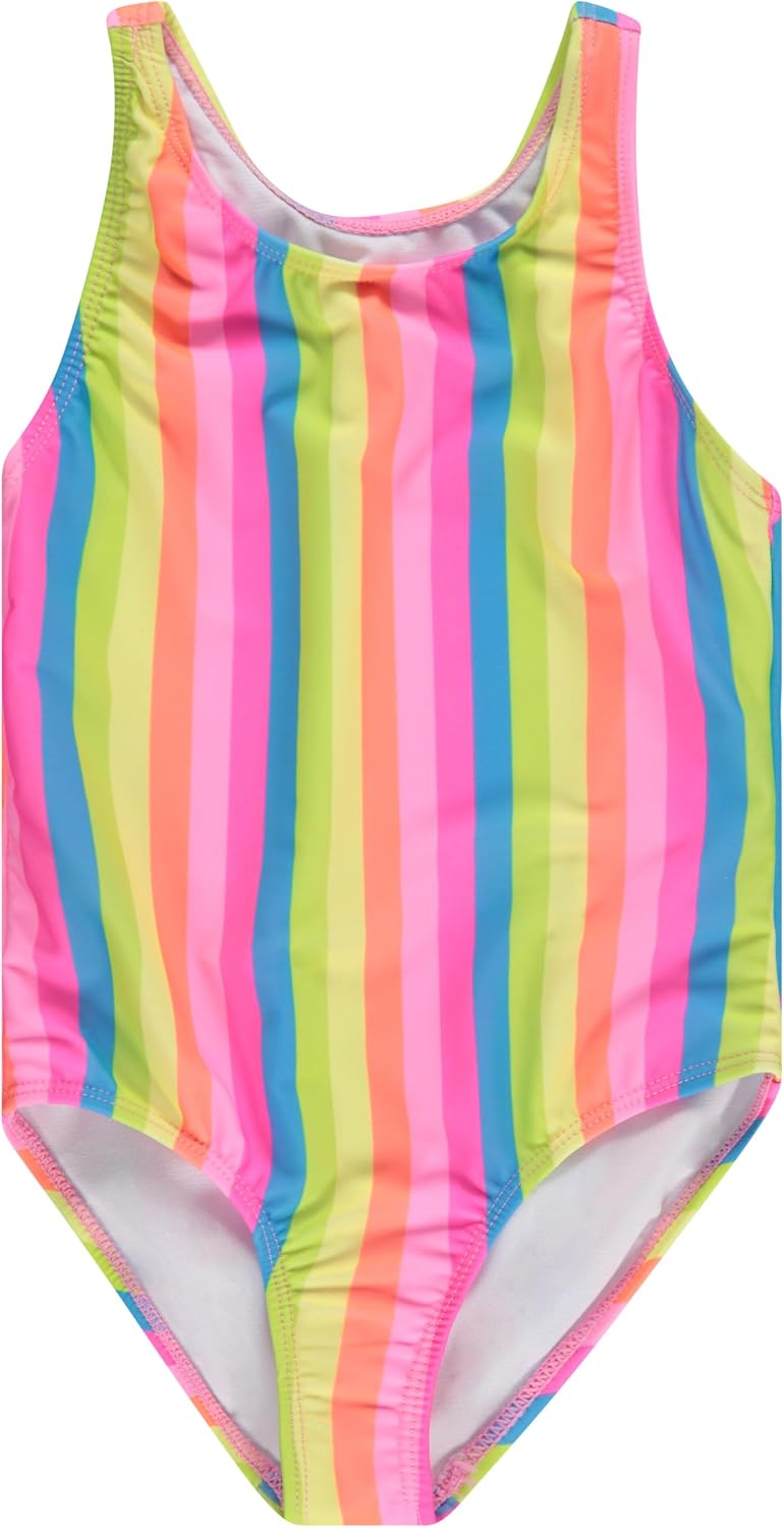 BTween Girls Multi Pack One Piece Swimwear Unique Colors and Patterns, Sizes 4-16 for Kids and Toddlers