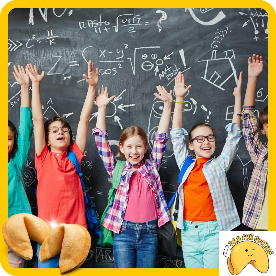 Biscotti della fortuna cinesi, biglietti profetici, per bambini a scuola, per bambini, biscotti della fortuna a merenda, magici, gusto vaniglia (100 pezzi)