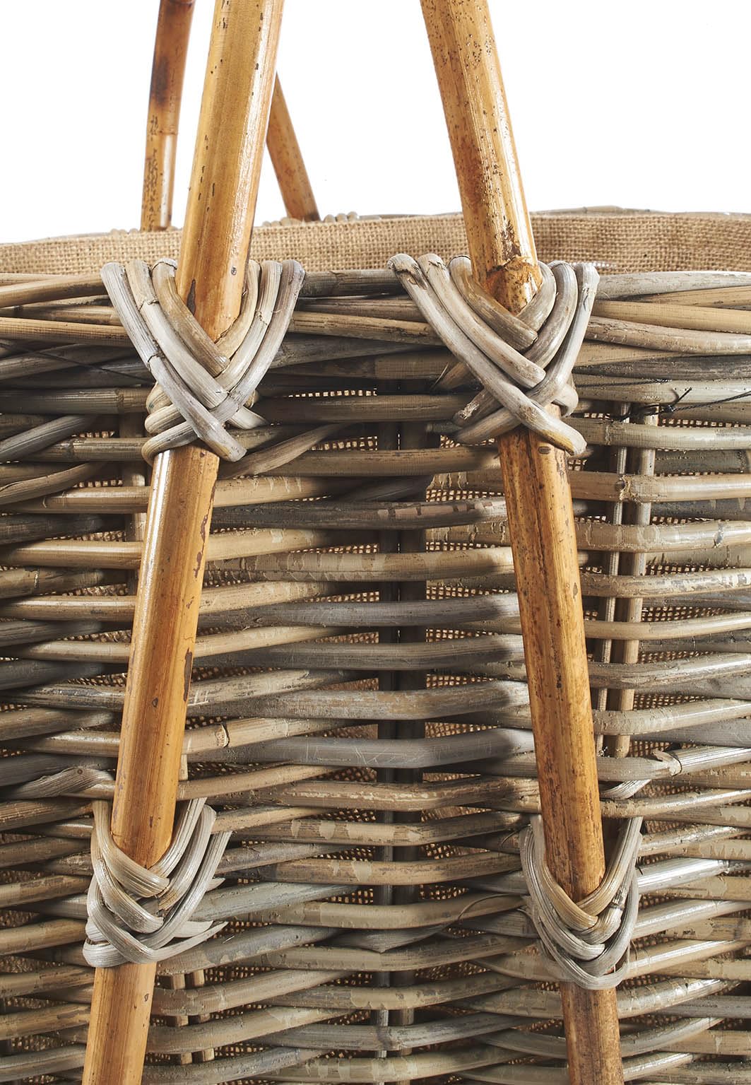 Kobolo Holztrage Holzkorb für Kaminholz Rattan kubu mit Jutestoff