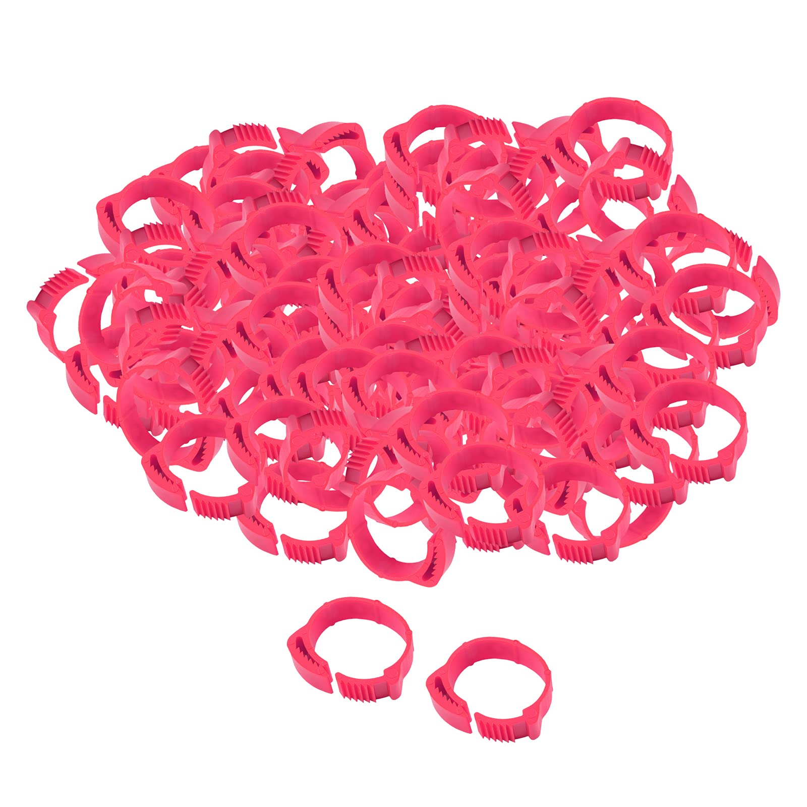 perfk 100 Pièces Anneaux de Pied, Bagues 28mm de Volaille, Marqueurs pour Poulet Oie Canard de Numéro 001, Rose Rouge