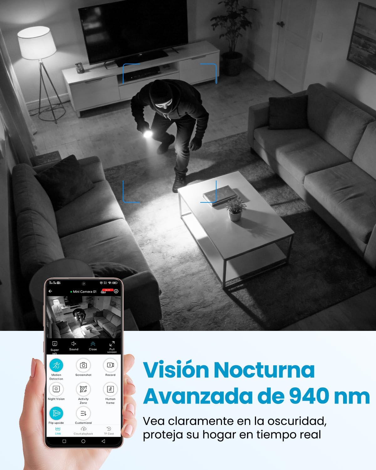 Camara Espia 4K Mini WiFi / sin Wifi Camara Vigilancia, Interior/Exterior Cámaras, Vigilancia Inalambricas, Larga Duracion, Detección de Movimient, Múltiples Instalaciones, para Hogar/Mascotas, Nerón