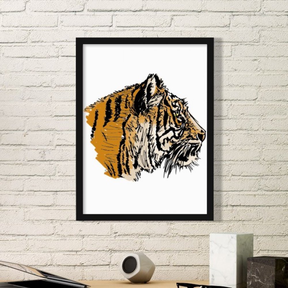 Cuadros de tigre para decoración de pared de salón moderno marco pequeño negro