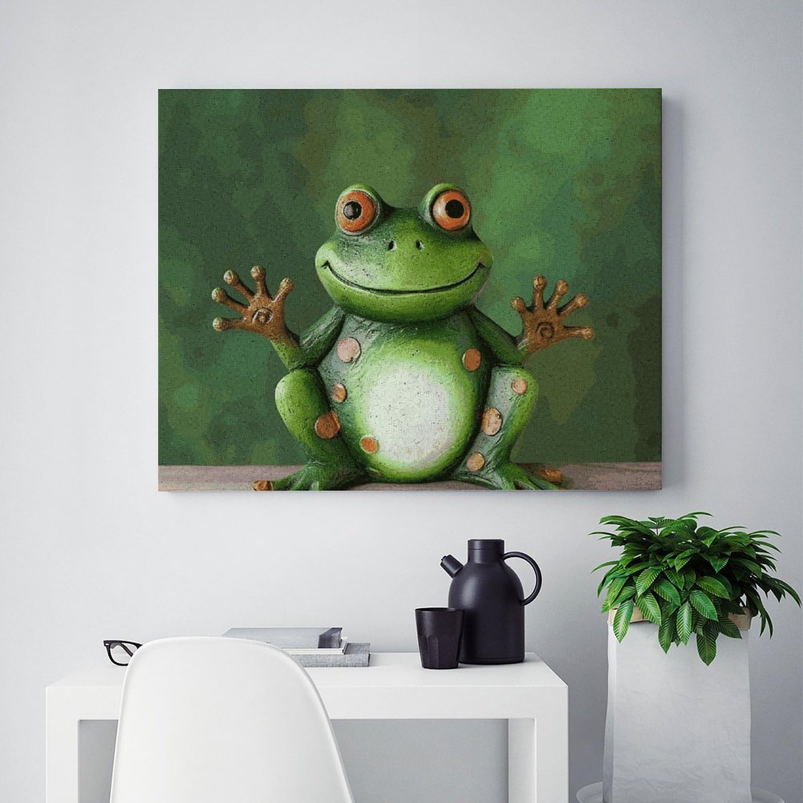 BVNMT Malen nach Zahlen, Motiv: Frosch, bedrucktes Leinwand-Ölgemälde mit Rahmen, 40,6 x 30,5 cm, für Erwachsene, Anfänger, Malen nach Zahlen, für Geschenke, Heimdekoration, Wanddekoration