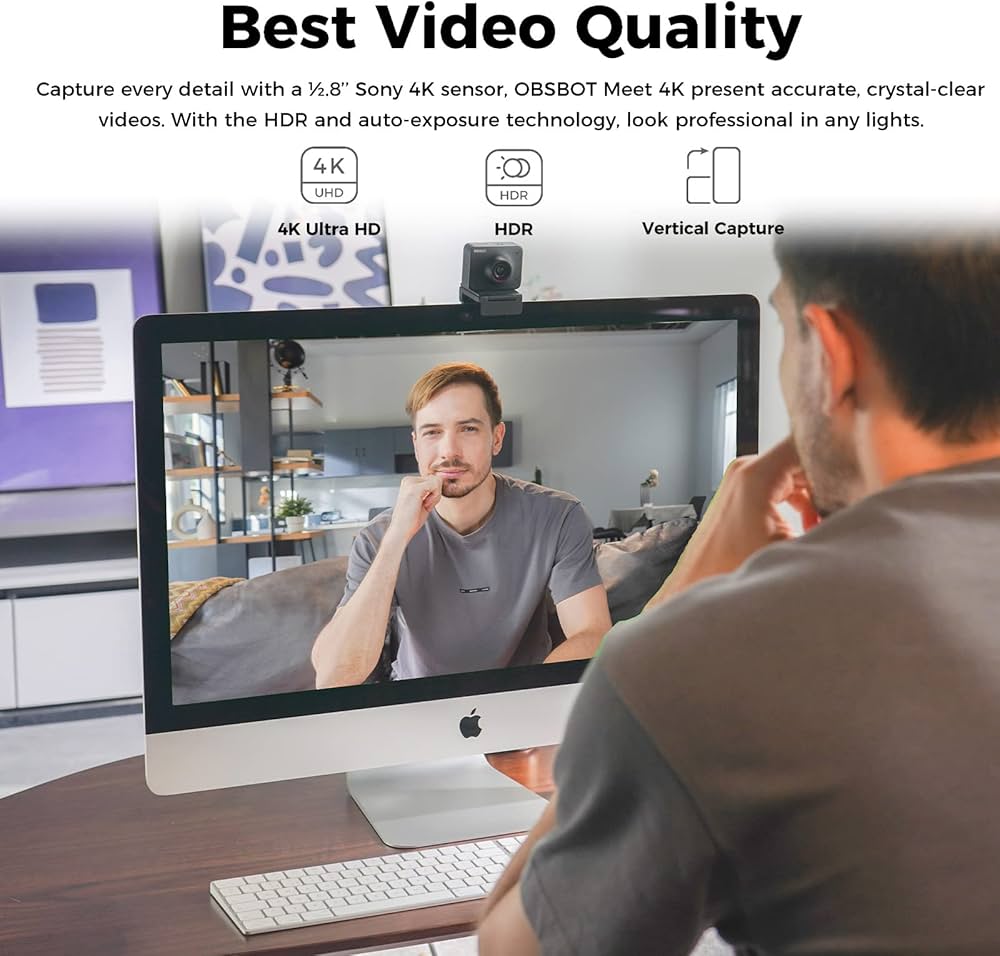 OBSBOT Meet 4K Webcam 4K Ultra HD AI-Powered Webcam 4K Video