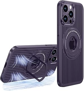 جراب موبايل من السيليكون الناعم مع حامل إصبع مغناطيسي لدعم الشحن المغناطيسي وحماية الموبايل من الخدوش والصدمات متوافق مع آيفون 15 من نيكست ستور (لون أرجواني)