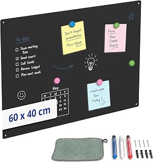 Relaxdays Magnettafel, Kreidetafel beschreibbar, schwarz