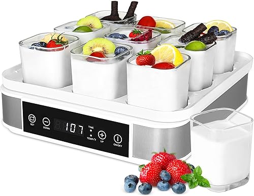 LIFERUN Yogurt Maker Machine, Greek Yogurt Maker with Temperature Control & Time Control, Automatic Digital Yogurt Machine is Easy to Use, Glass