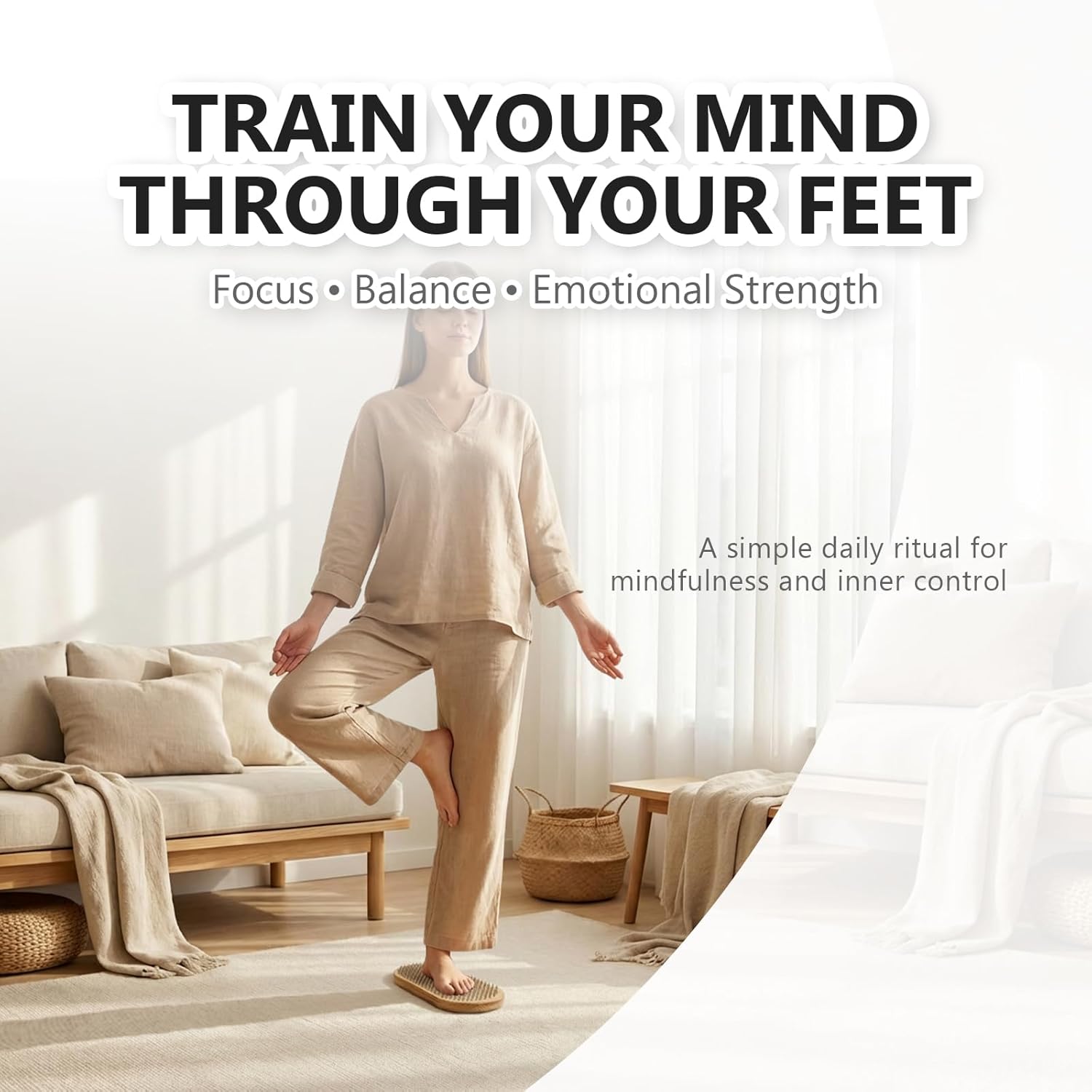 Premium Sadhu Board Foot Massage Tool, Wooden Nail Board for Acupressure & Balance Practice, Mindfulness Yoga Meditation Board, Unique Wellness Gift for Stress Relief