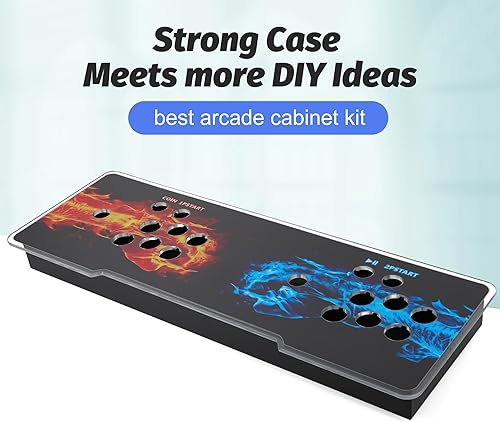 Miniatura 2 de Caja de consola Arcade DIY Panel de acrílico Caja de máquina de videojuegos Caja de repuesto, soporta 8 botones, Gabinete de casa 2 jugadores DIY