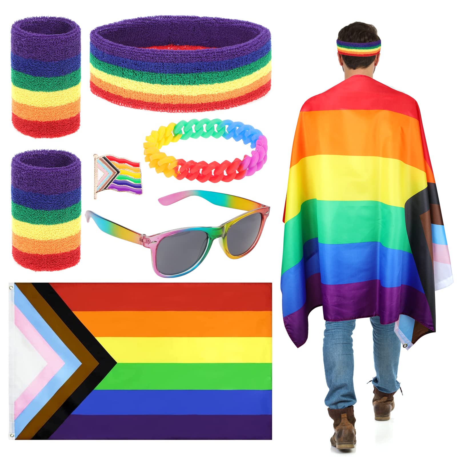 Set Di 2 Braccialetti Arcobaleno In Nastro Saldatura 7x8 Cm – Bandiera Rainbow Per Sport E Tempo Libero