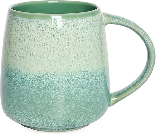 Bosmarlin Taza de café de cerámica extragrande, 23 onzas, apta para microondas y lavavajillas, esmalte reactivo, taza de té grande (verde pálido)