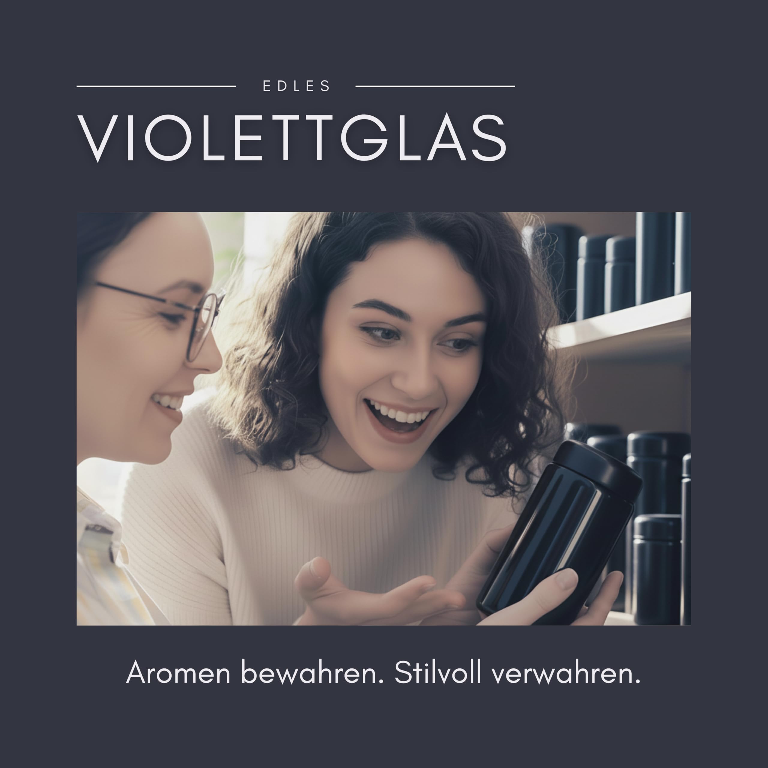 ANCEVIA edles Violettglas mit individueller GRAVUR Vorratsglas 500 ml – 6er Set luftdichte Vorratsdose mit Deckel | Miron Glasbehälter mit Deckel für z.B. Nüsse, Zucker, Tee & Kräuter