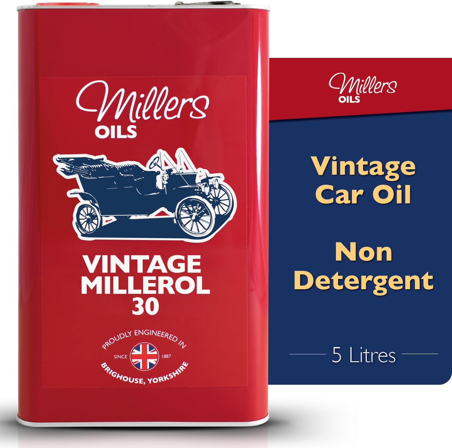 Vintage Millerol 30 Non-detergent SAE 30 Motor Oil, 5 liters