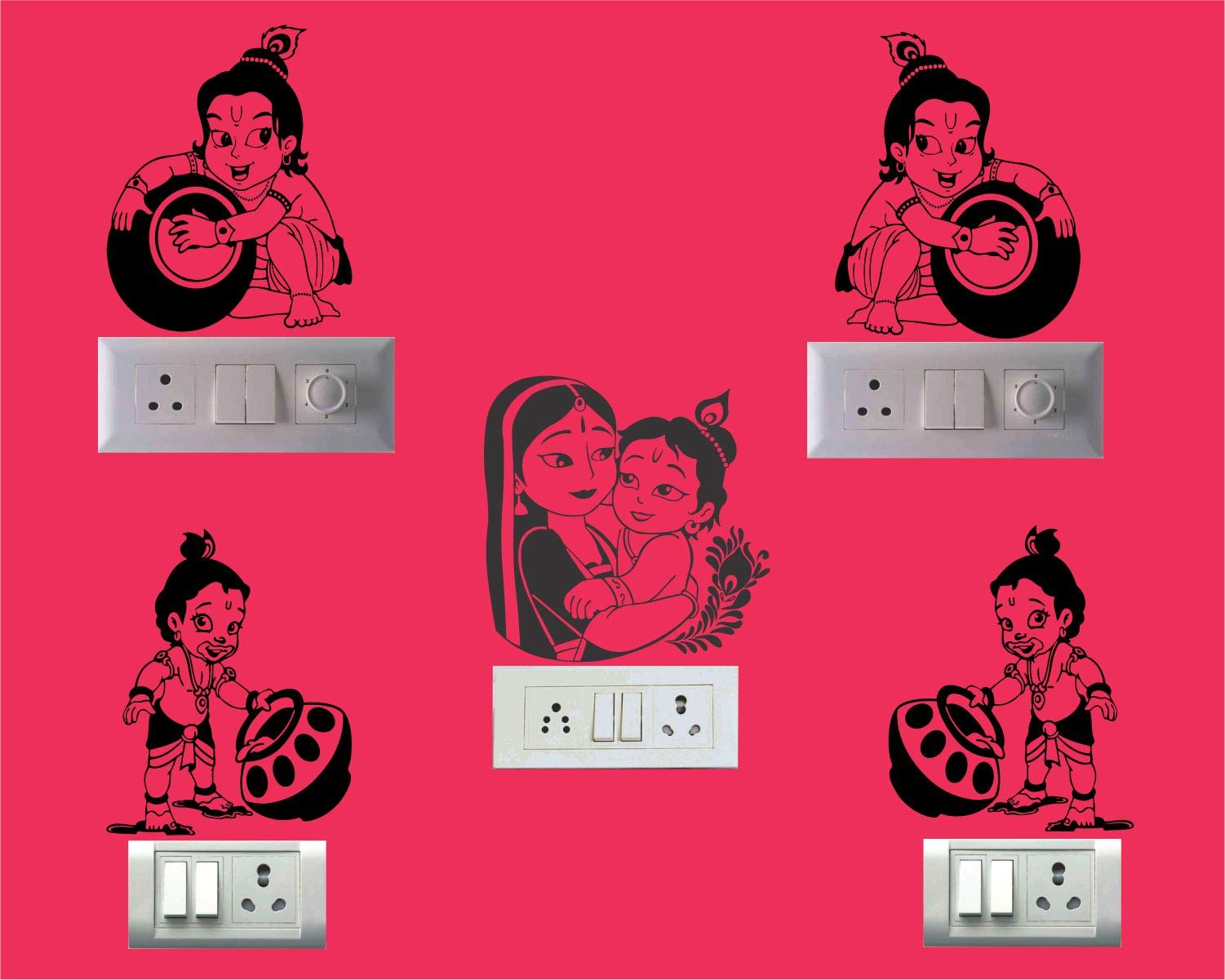 Jump up Kanha Ji Switch Board 3D-Wall Sticker -Set of 5-image-12