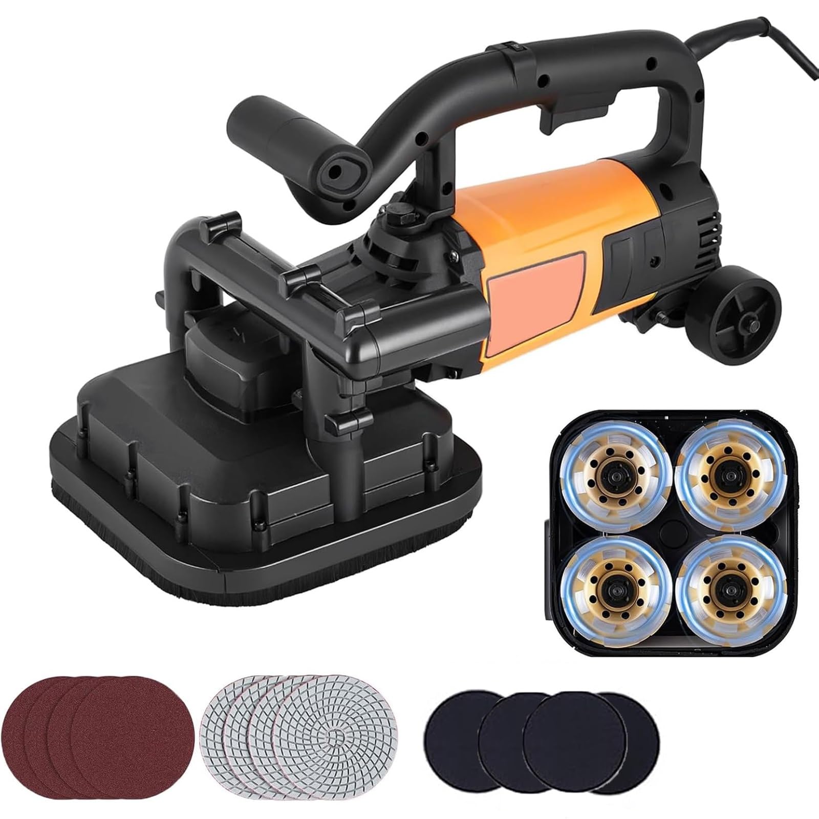 Concrete Grinder, 3800W Electric Floor Grinding Machine with 3 Types of Discs and 6 Speed Settings for Stone and Concrete Surfaces,Machine