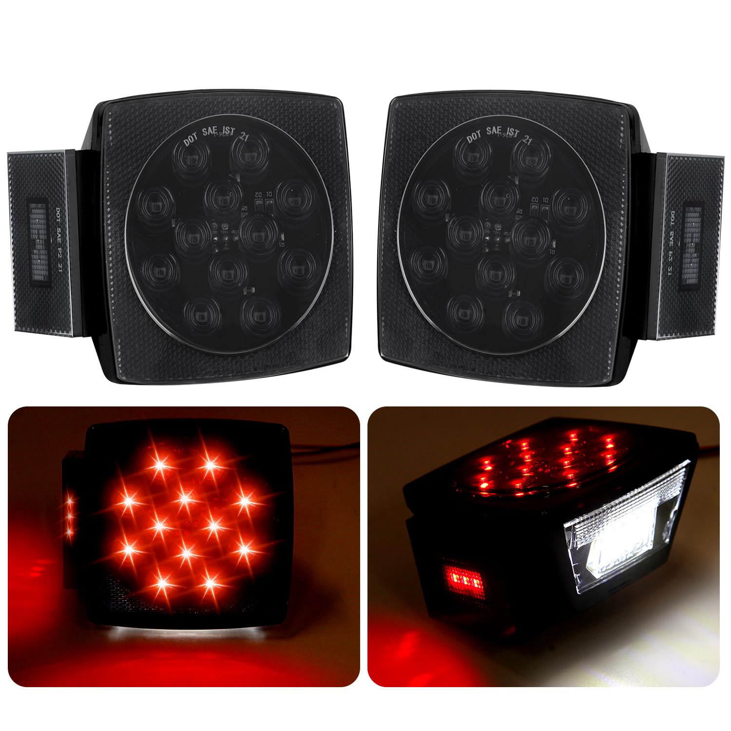 Buy Jamarco Square Led Trailer Tail Lights, 12V Smoked Red Square LED
