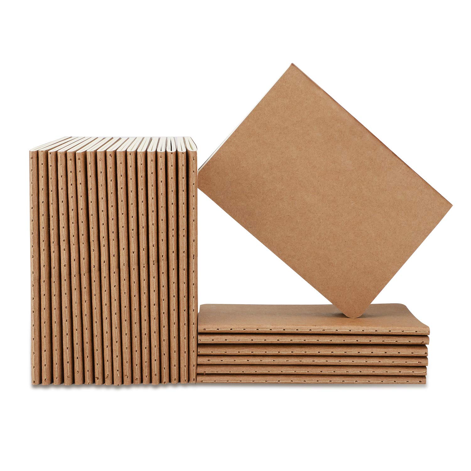 Carnet de notes A6 kraft ligné lot de 24 petits cahiers de notes souples