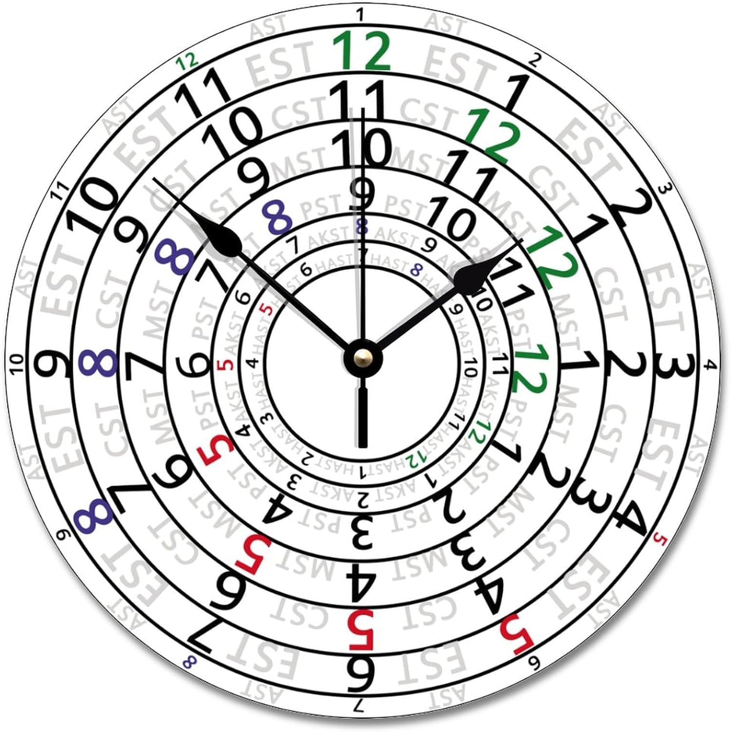 ArogGeld Time Zone Wall Clock Personalized Decorative Clock Silent Non Ticking Wooden Wall Clock Battery Operated Esay Read for Home Decor Kids Room Office Housewarming Gift