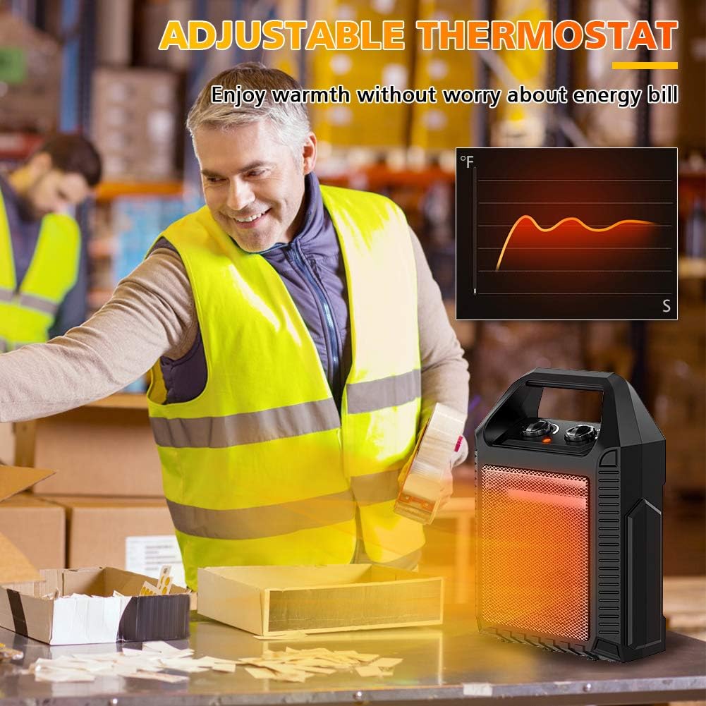 review LIFEPLUS Small Portable Space Heater for Indoor Use Office Electric Ceramic Fast Heat Adjustable Thermostat 750W/1500W Comfort Quiet and Safe Overheat and Tip-over Protection for Table Room Home Black…