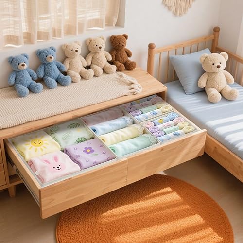 Miniatura 7 de Dorisun Organizador de cajones, paquete de 12, organizadores de armario para ropa interior de bebé, calcetines beige