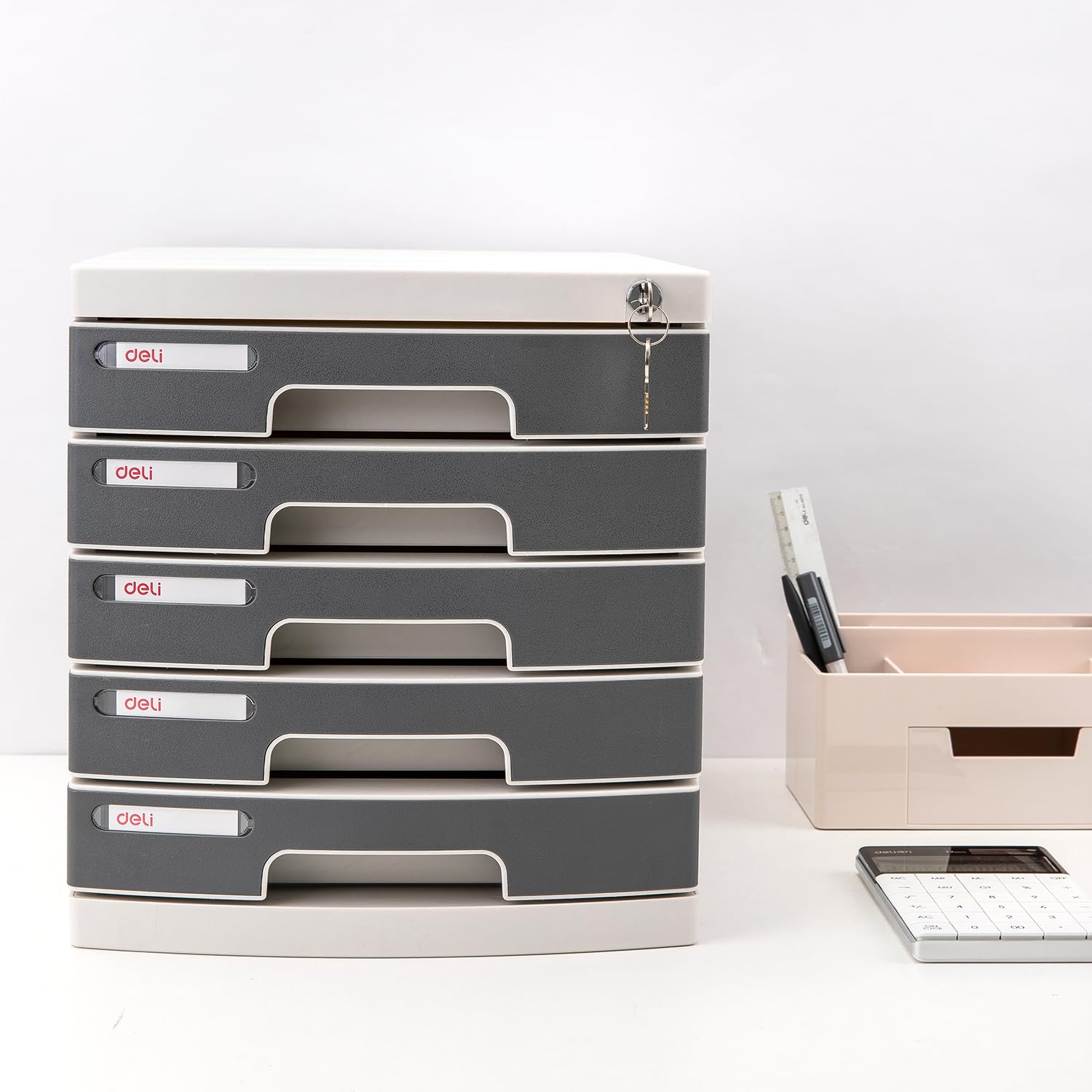 deli File Cabinet Lock Verrou d'armoire, Plastique, Gris Clair
