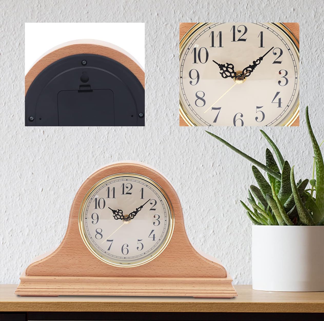 Mantel Clock,Elegant Wooden Frame, Mantel Clock Golden Oak Finish