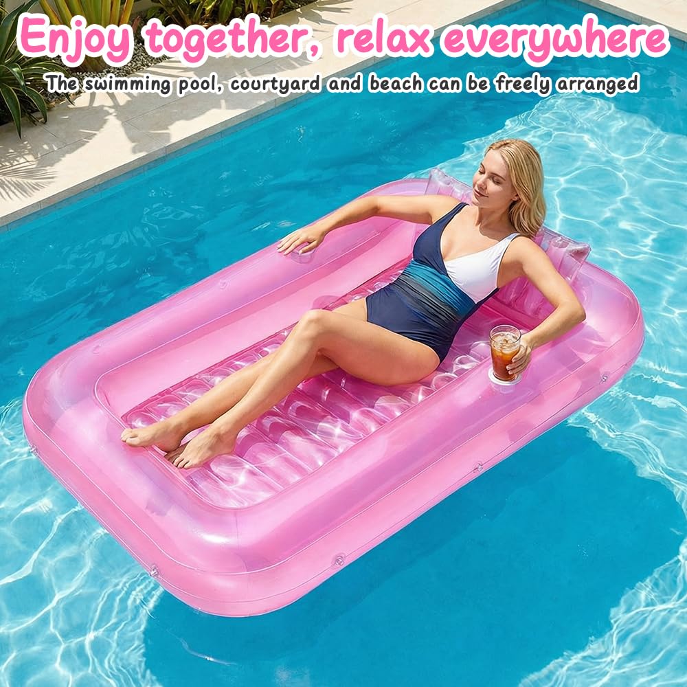Mineup Colchón de Aire Piscina, 178 x 116 cm Flotador Inflable para alberca bronceadora, Colchoneta Piscina Adultos con reposacabezas, Colchón Hinchable Piscina para Playa en Verano