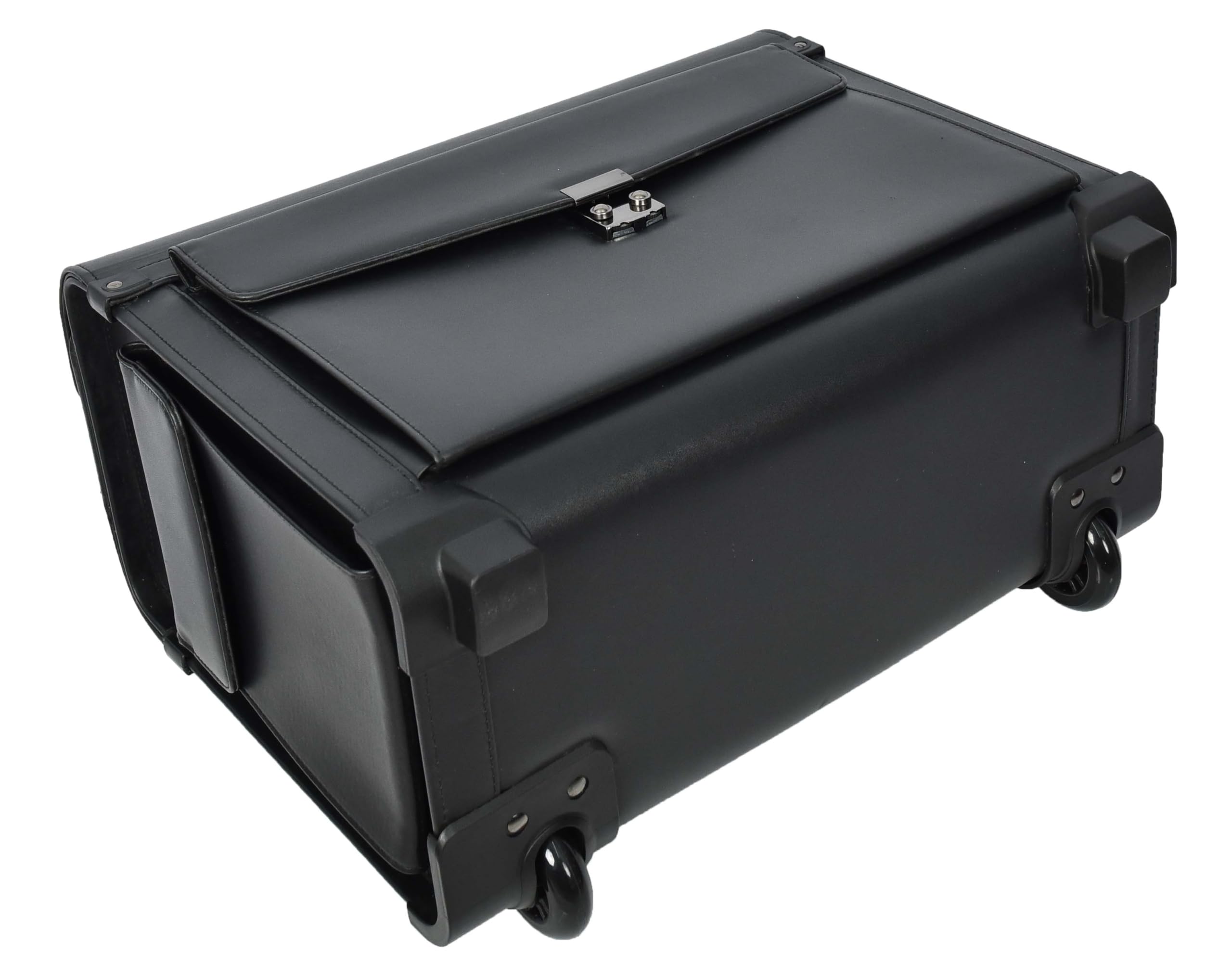 Pilot Case - Bolsa de viaje ligera de piel sintética con 2 ruedas, color negro