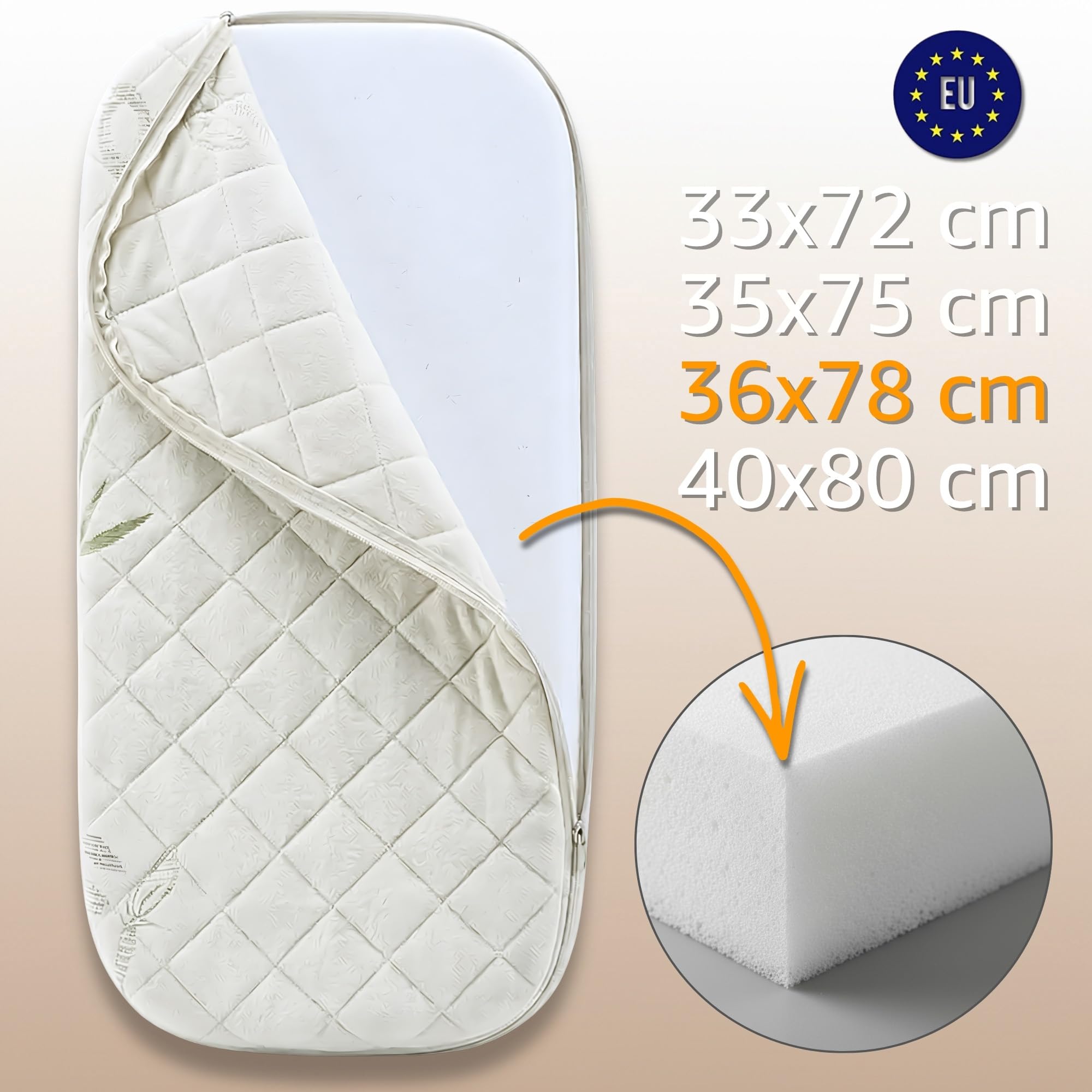 materacyk do gondoli polokragly premium bamboo 78x36x4 t-1832