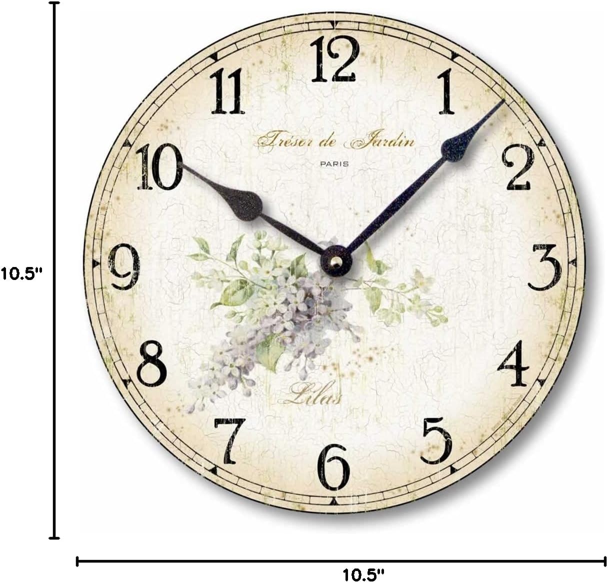 Item C2000 Vintage Shabby Chic Style 10.5 Inch Lilacs Clock