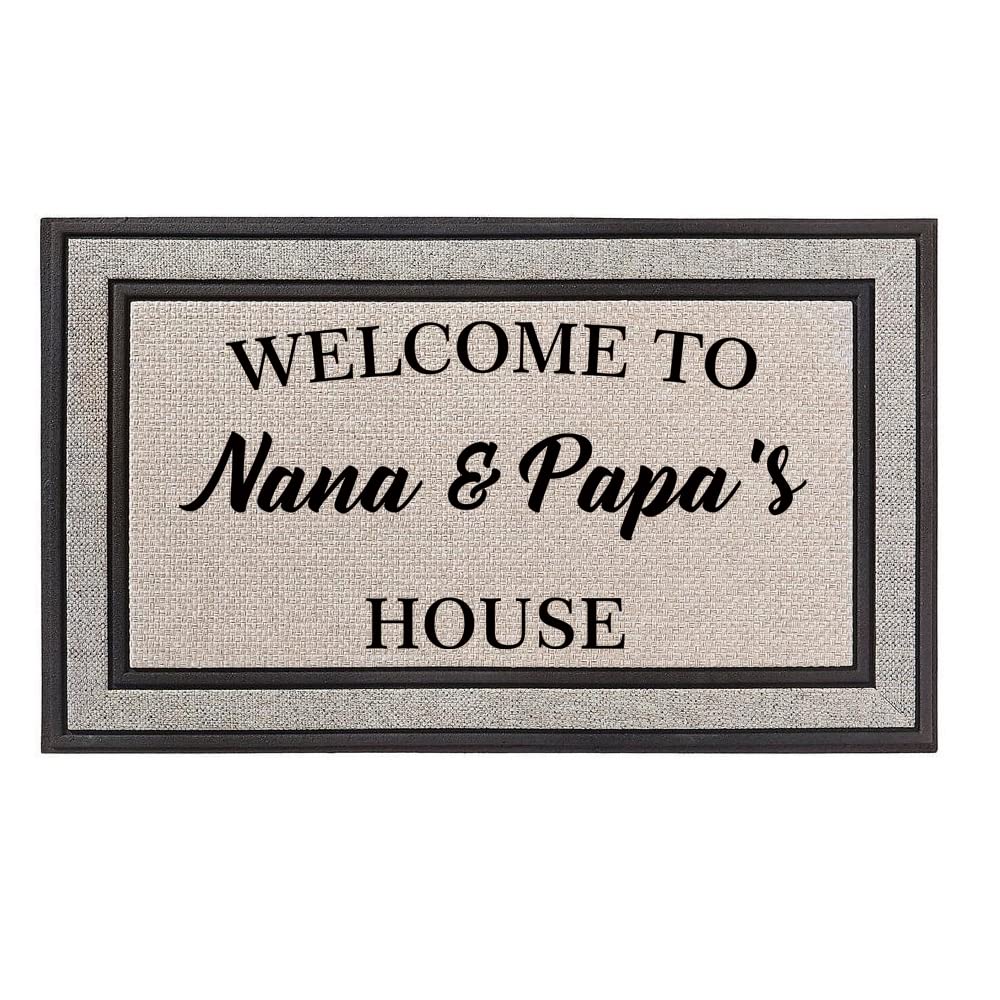 Daylor Outdoor Indoor Doormat 18" x 30" Gray/Beige/Black Rubber Backed Door Mat Welcome to Nana and Papa's House Grandma Grandpa Grandparents
