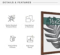 Vista 6 de MCS Studio Gallery 16x20 Poster Frame Walnut Woodgrain Engineered Wood, Vertical & Horizontal Wall Hanging Large Picture Frame for Photos, Posters &