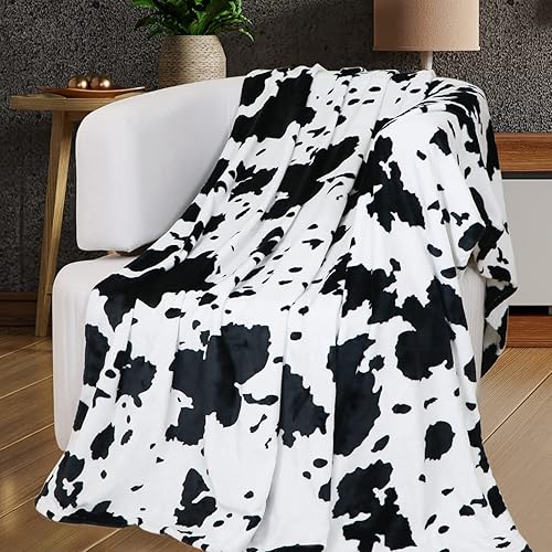 Manta de forro polar con estampado de vaca, tamaño Queen, manta de cama suave, mullida, acogedora, ligera, manta cálida de vaca, regalos de vaca