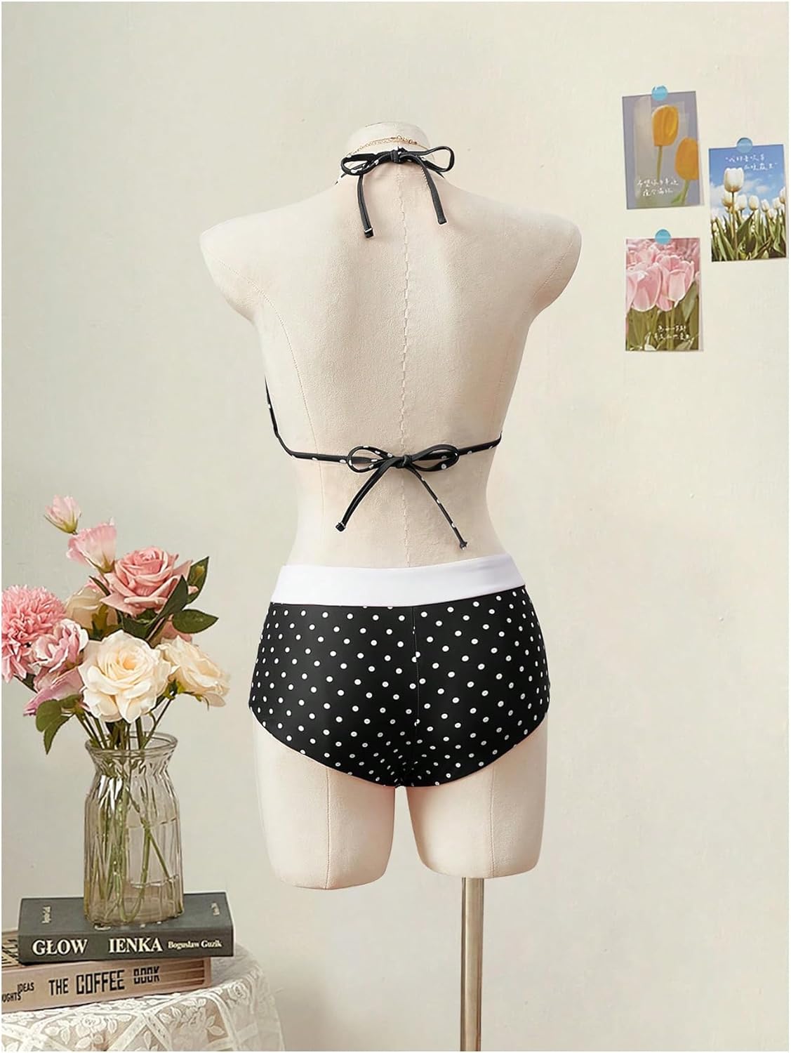 SHENHE Women's Polka Dots Bikini Set Halter Triangle High Waisted Swimsuits 2 Piece Bathing Suit - Image 3