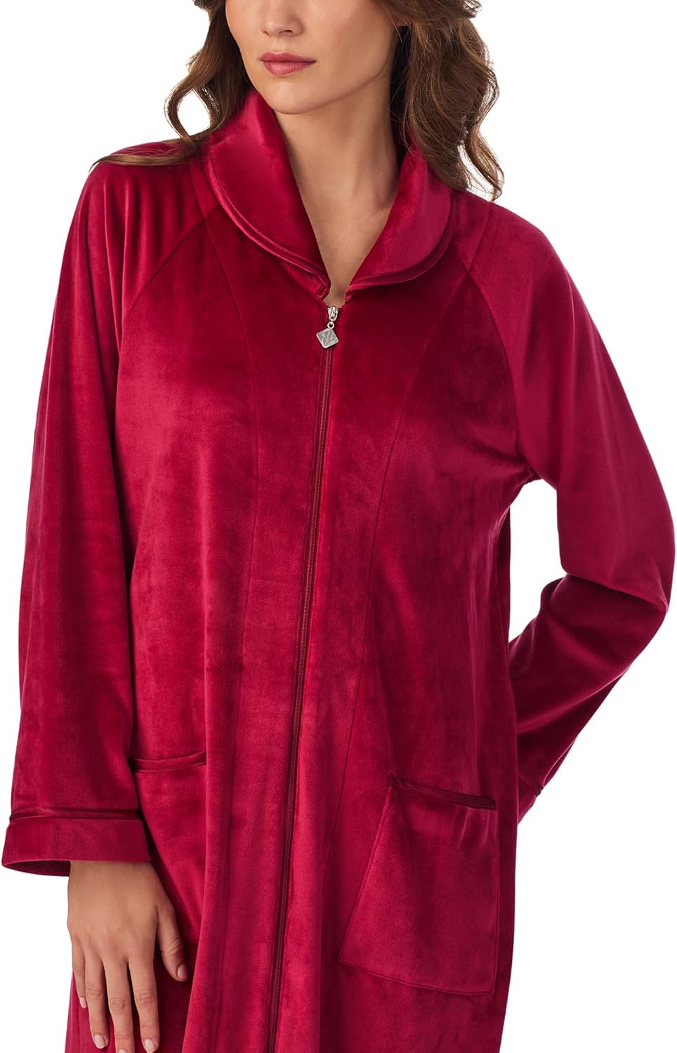 Eileen West Womens Sleepwear & Loungewear - 50" Lux Velour Robe - Soft & Cozy Long Sleeve Zip Robe with Pockets - Image 2