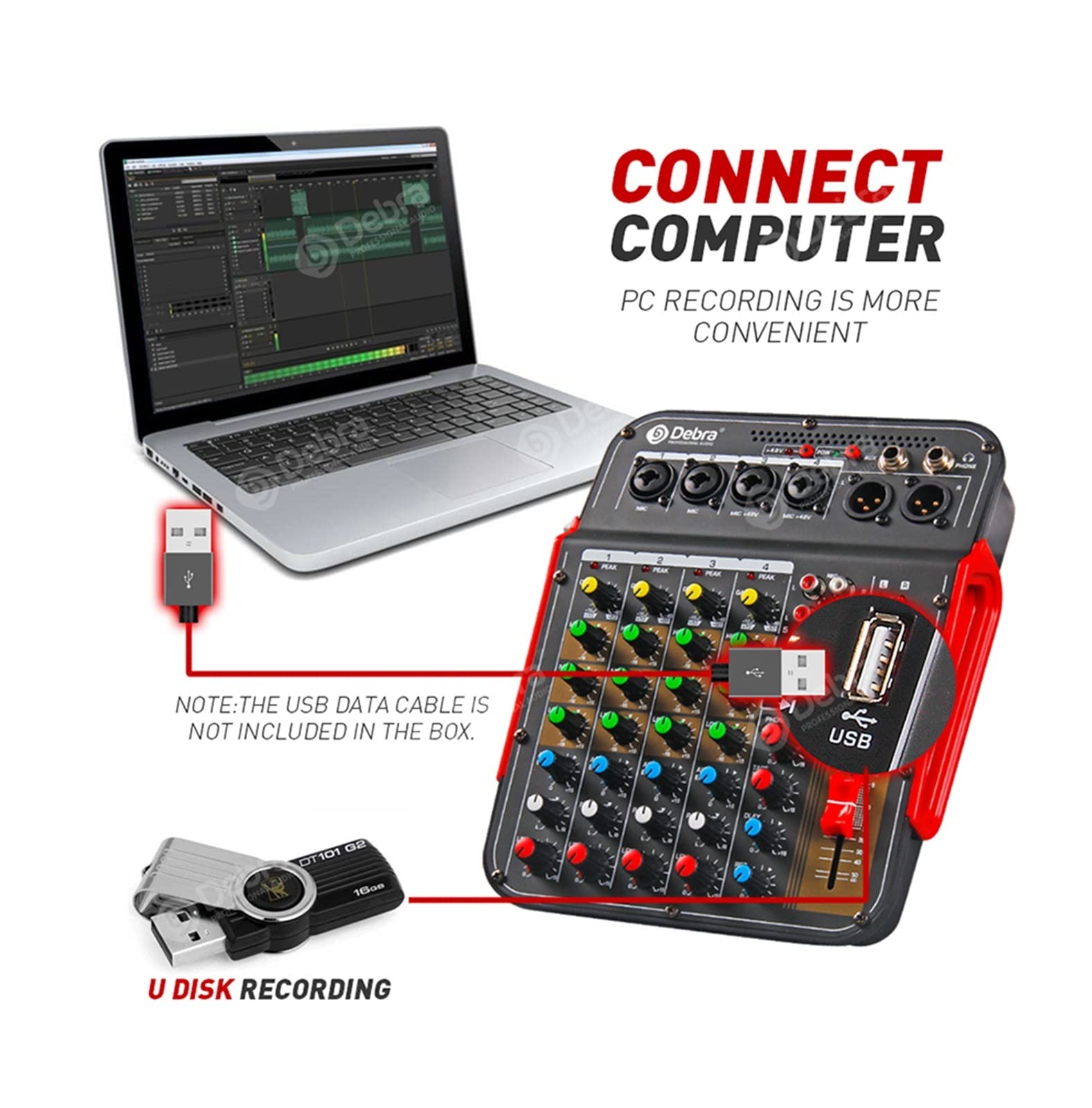 Attrezzatura per DJ per Feste Mixer Audio a 6 canali DJ Consoler con Phantom a 48 V, Bluetooth, USB registrare la Riproduzione, for i Giochi dal Vivo, insegnamento Online