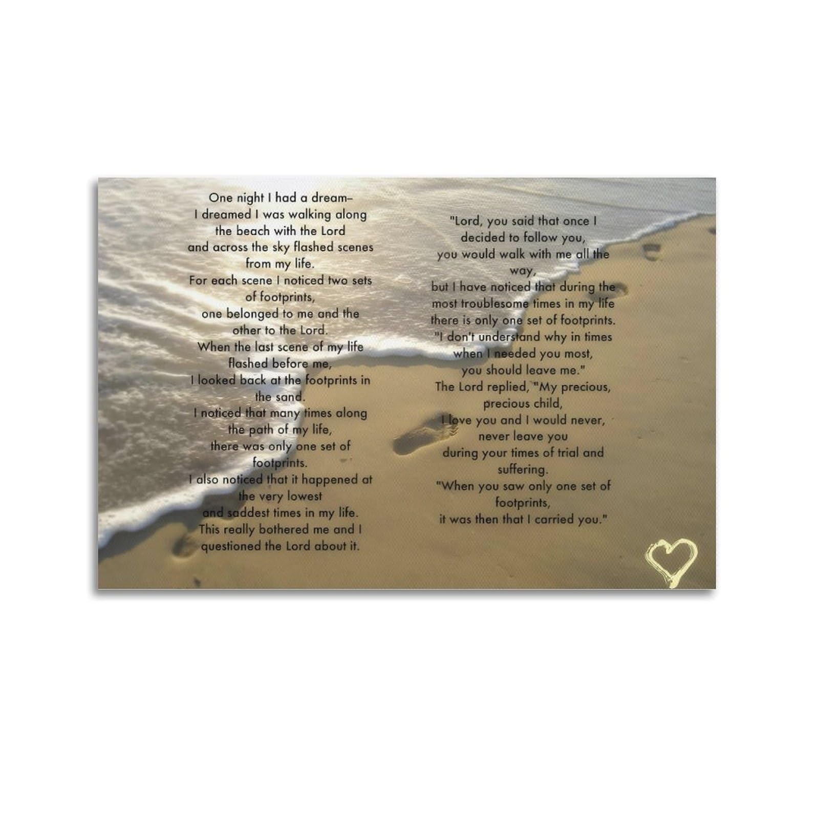 xiaoxiaoshen Footprints In The Sand Painting Poem Canvas Poster Wall Art Prints Room Aesthetic Murals Bedroom And Living Decorations 24x36inch(60x90cm)