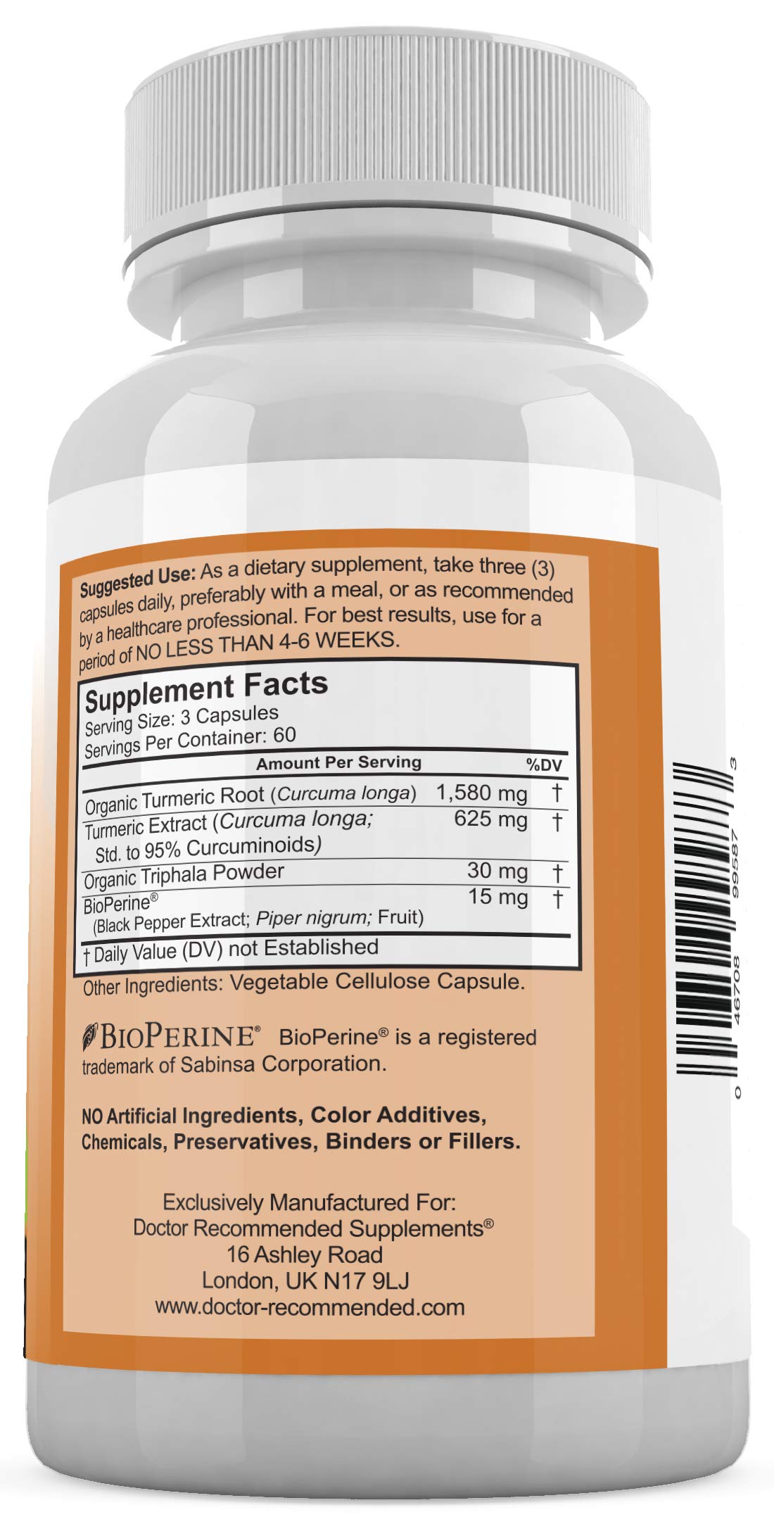 Turmeric Curcumin with Bioperine - 360 Veggie Capsules - 2250mg 95% Curcuminoids with Black Pepper Supplement and Triphala (Pack of 2) — Amazon image 3