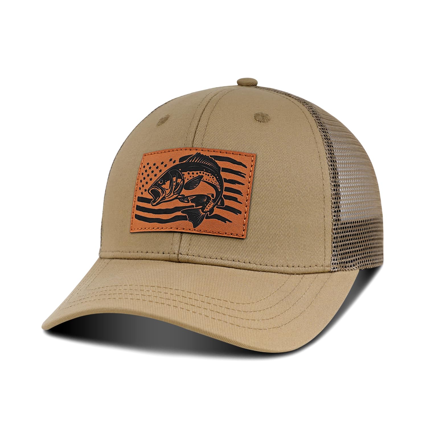 Fishing Hat Fishing Gifts for Men, Bass Fish Flag Hats, Fishing Gear Accessories Stuff, Adjustable Fishing Trucker Hat