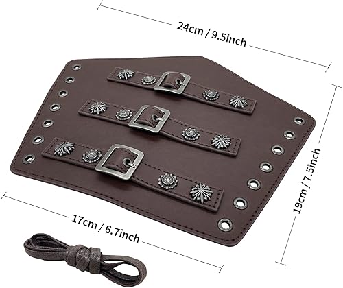 Miniatura 4 de Jeilwiy Brazaletes vikingos medievales de cuero, brazaletes de armadura de brazo, brazalete de cuero, guantelete punk para hombres y mujeres,