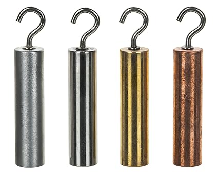 Equal Length Cylinders, Set of 4 Metals with Removable Hooks, 1.5