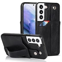 Design for Samsung Galaxy S22 Plus Wallet Phone Case with Adjustable Wrist Strap Kickstand PU Leather Credit Card Slot Shockproof Hybrid Rugged Protective Cover for Women Men 6.6 inch Black