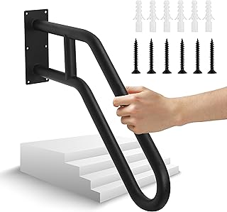 Upgraded Handrails for Outdoor Steps Stairs Railing Indoor Wall Mount, 26" Non Slip Sturdy Metal Handrail for 1 to 3 Steps...