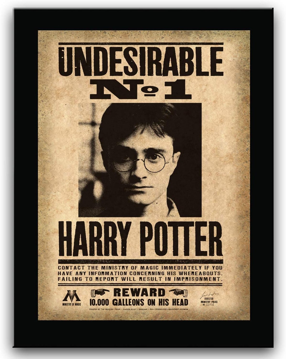 The Noble Collection Harry Potter 12in (31cm) Wood-Mounted Ministry of Magic Wanted Reward Poster Wall Art