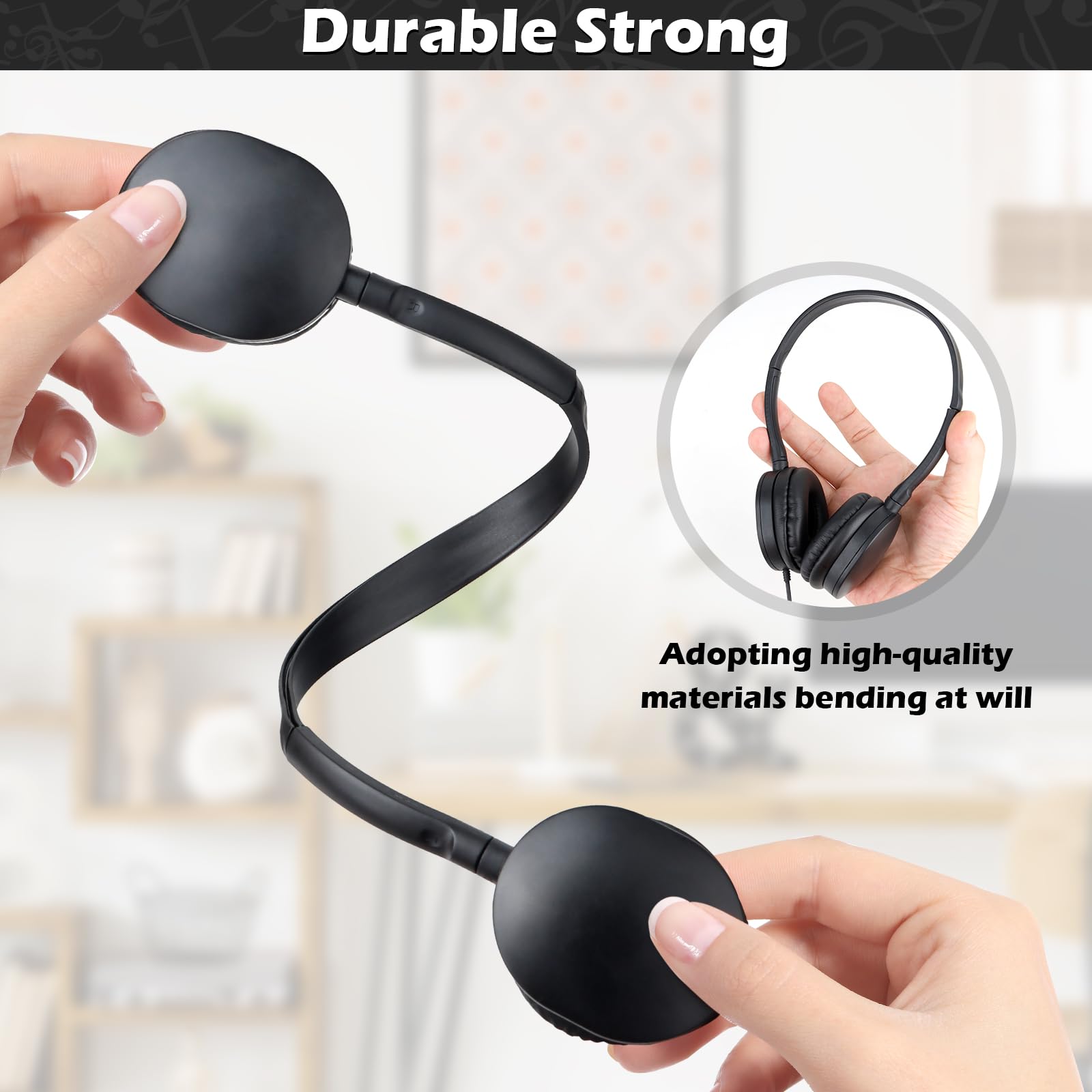 Auriculares para niños, paquete de 25 unidades para aula, escuela, juego de auriculares al por mayor para estudiantes, adolescentes, niños y adultos, conector de 3,5 mm (negro)